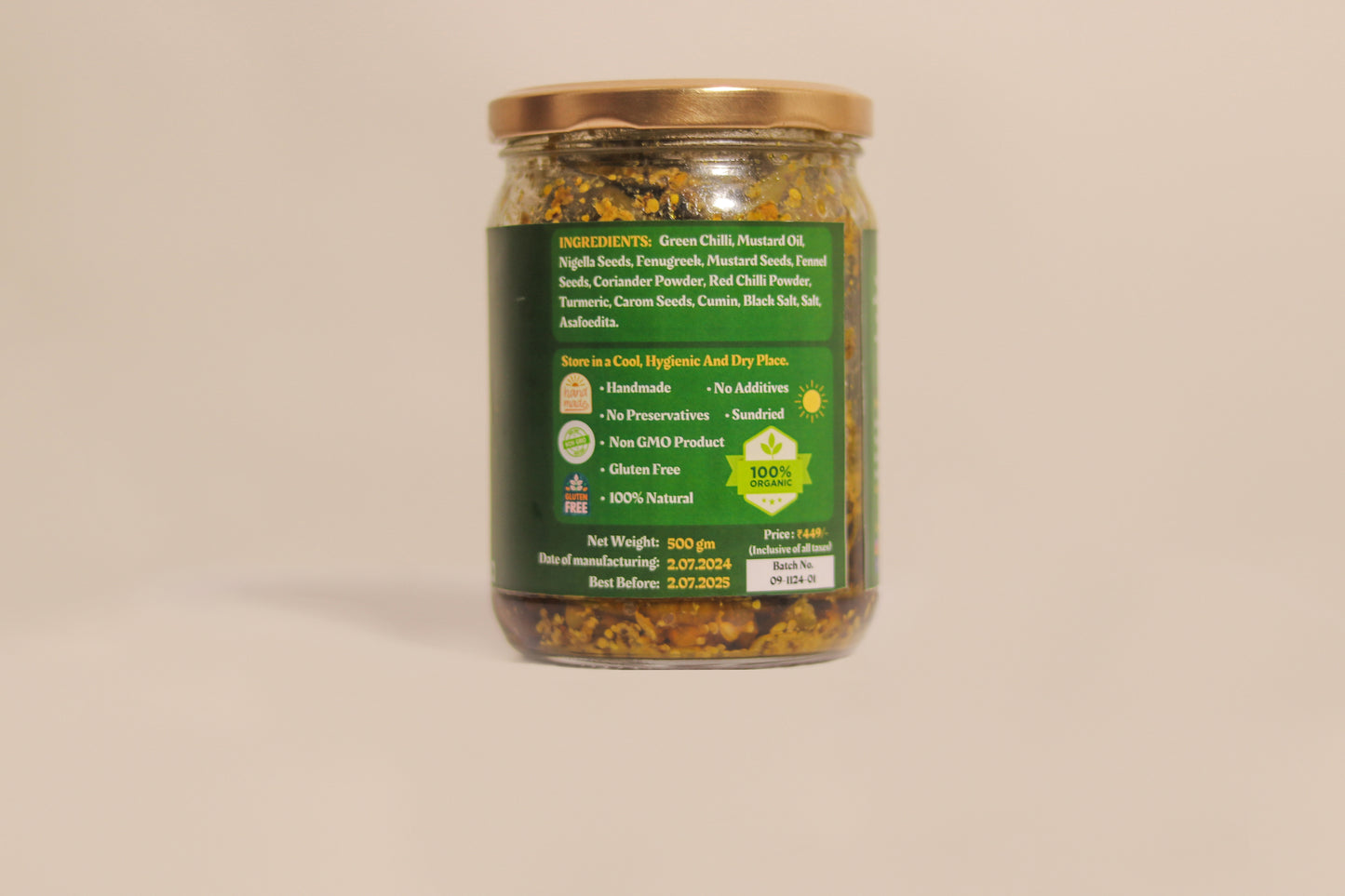 Tehelka Mirchi (Green Chilli Pickle)